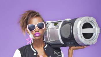 Hip Hop Woman with Ghettoblaster