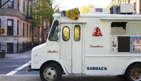 Icecream truck on city street
