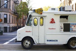 Icecream truck on city street