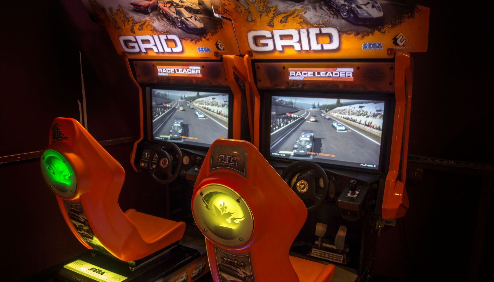 GRID Racing Video Game, two-player arcade racing game.