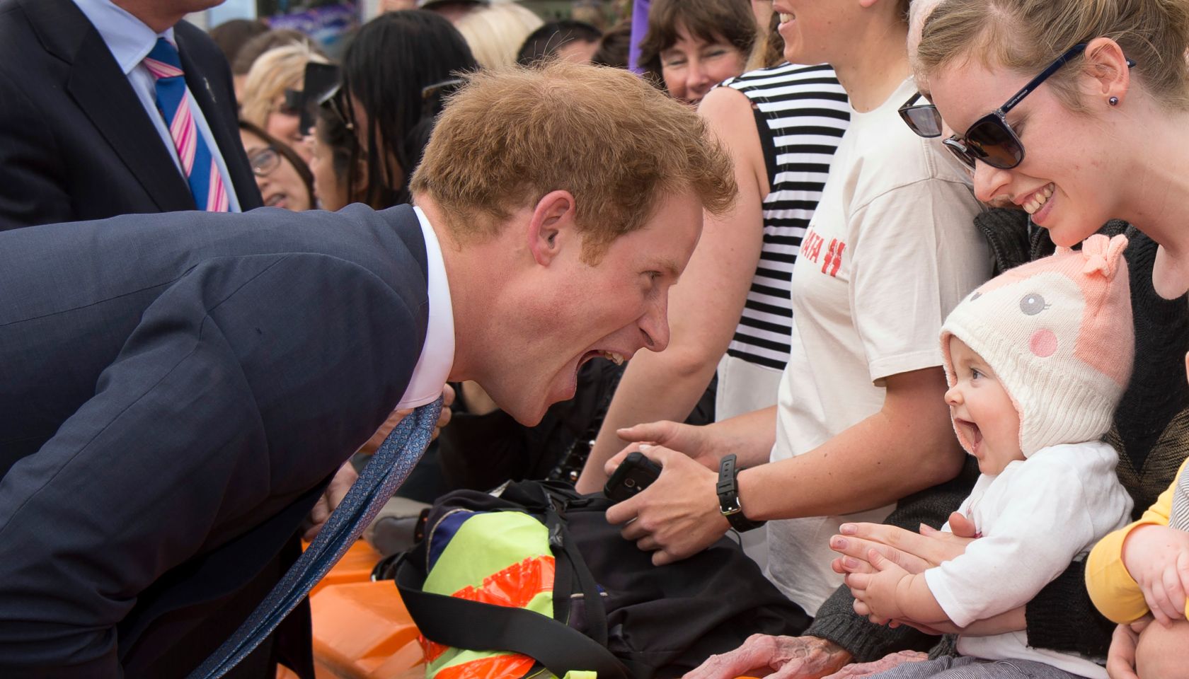 Prince Harry goes for a walkabout on Cashel Street Mall in Christchurch, New Zealand on May 12, 2015.