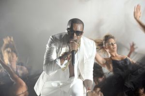 US rapper Kanye West performs during the