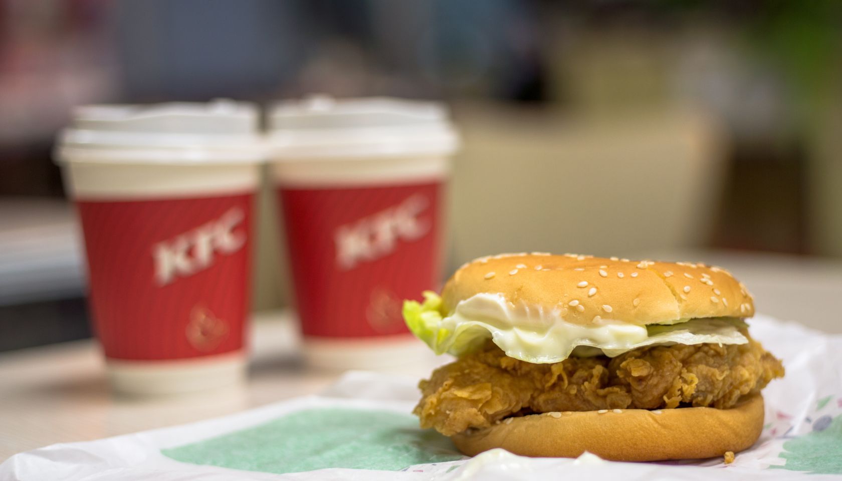 Fried chicken hamburger and freshly ground coffee supplied...