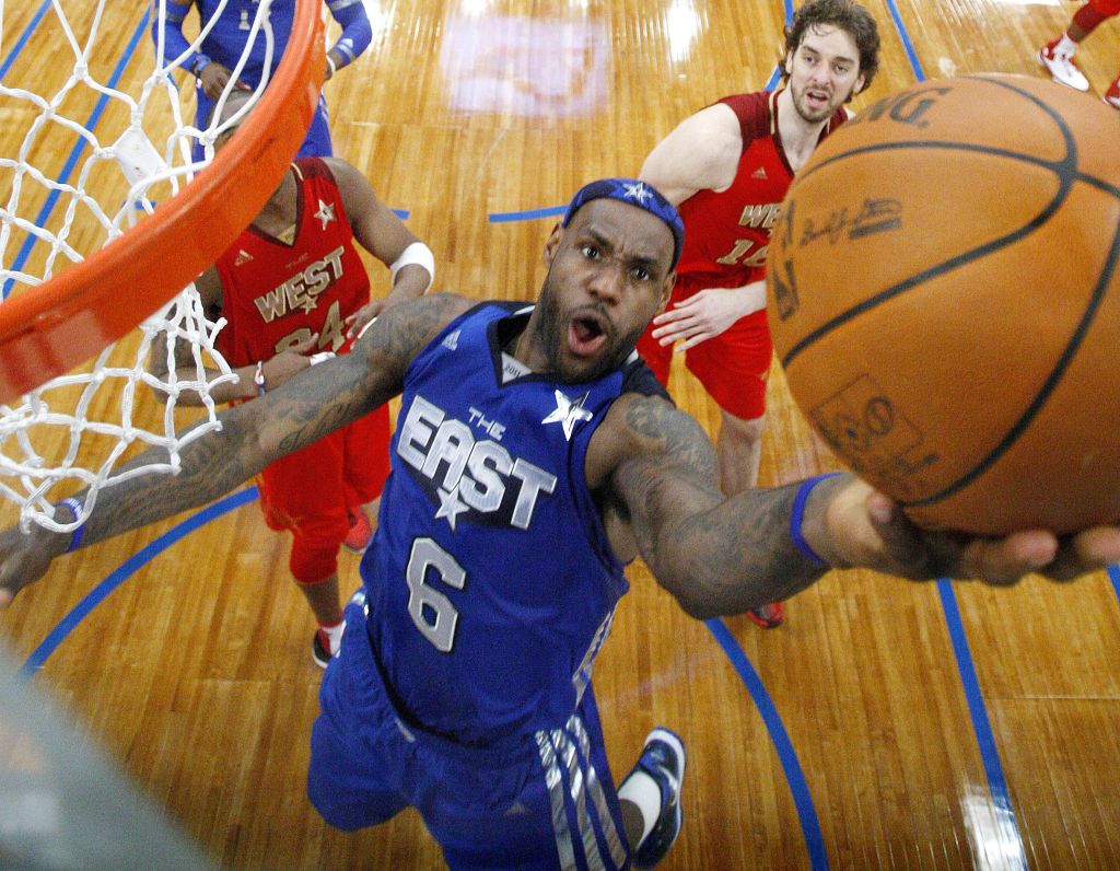 The East Team's LeBron James (C) of the
