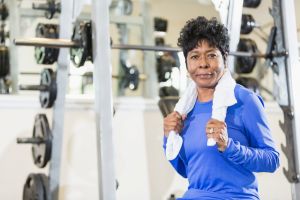 Mature black woman at the gym