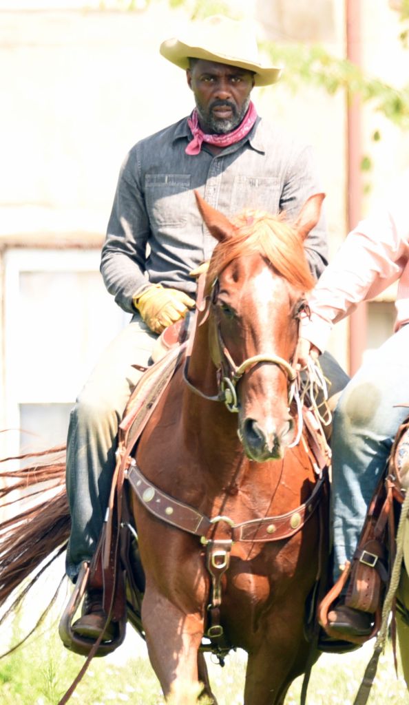 Idris Elba on the set of 'Ghetto Cowboy'
