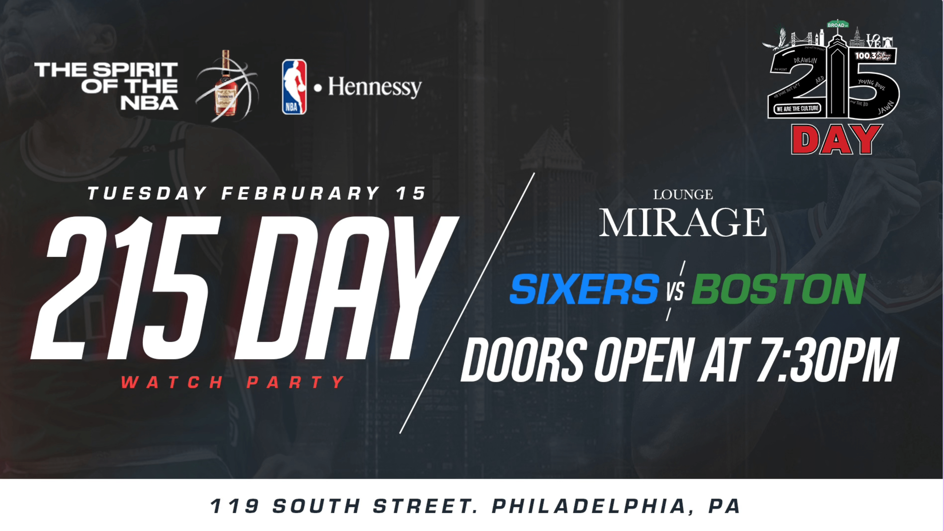 215 Day Sixers Game Watch Party at Mirage! 2.15.22