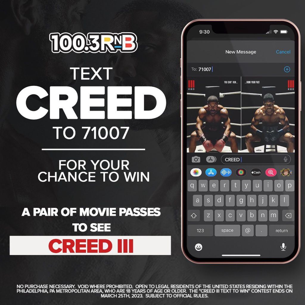 Text to Win Creed Tickets for this week only