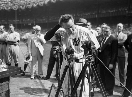 Lou Gehrig Retires in Yankee Stadium