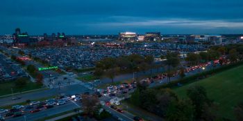 Aerial view of NFL Football night for Philadelphia Eagles football game at Lincoln Financial Field
