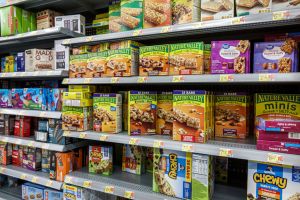 Miami, Florida, Hallandale Beach, Walmart store, Nature Valley Great Value Quaker boxes granola bars on shelf