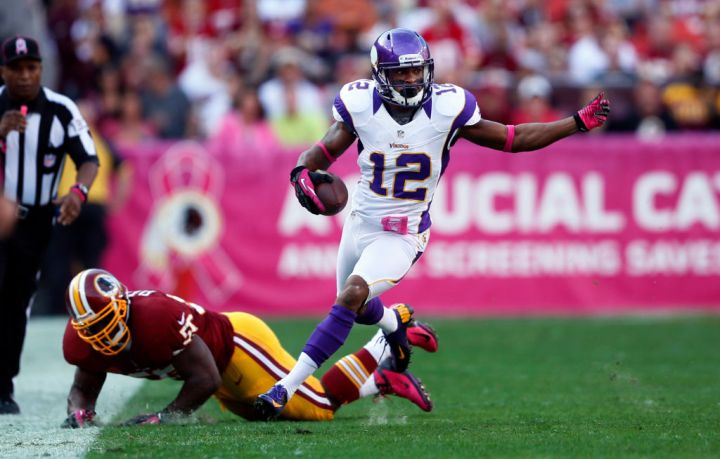 Vikings wide receiver Percy Harvin on the opening drive at FedEx Field in Andover, Maryland. ] (JERRY HOLT / jholt@startribune.com)