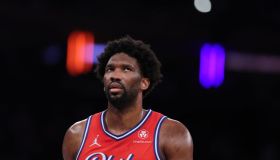 Philadelphia 76ers center Joe Embiid in Game 1 of NBA playoff first-round at MSG
