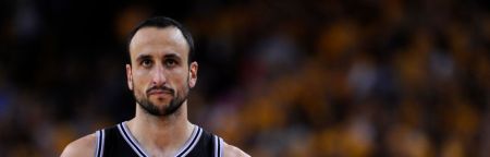 San Antonio Spurs' Manu Ginobli (20) holds the ball during their game against the Golden State Warriors late in the overtime for Game 4 of the Western Conference semifinals at Oracle Arena on Sunday, May 12, 2013 in Oakland, Calif. (Jose Carlos Fajardo/B