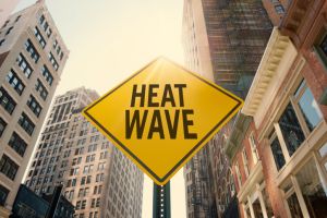 Heat wave traffic warning sign