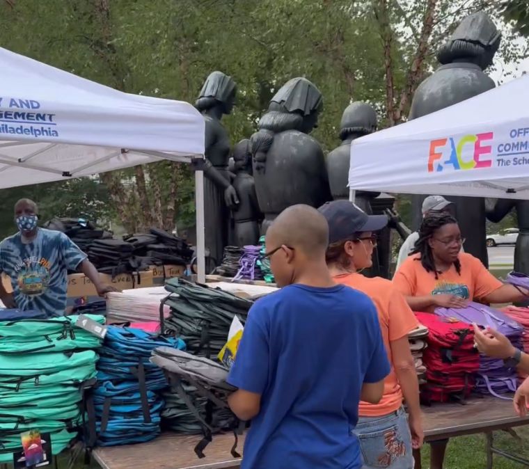 Tons of backpacks were given out for the kids