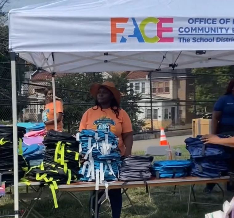 Tons of backpacks were given out for the kids