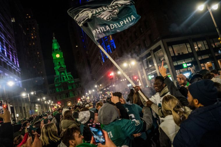 Fans celebrate following the Philadelphia Eagles NFC Championship win