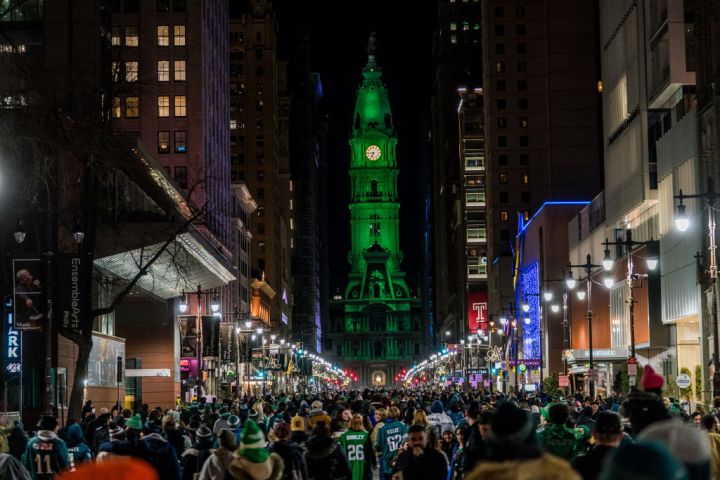 Fans celebrate following the Philadelphia Eagles NFC Championship win