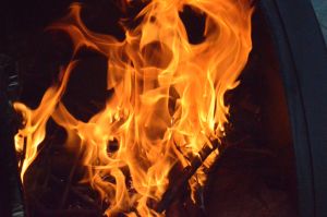 Close-up of Fire in BBQ Grill