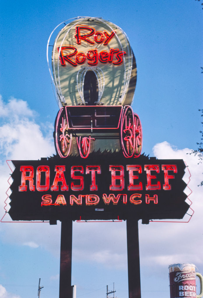 1980s United States - Roy Rogers Roast Beef sign, New Orleans, Louisiana 1982