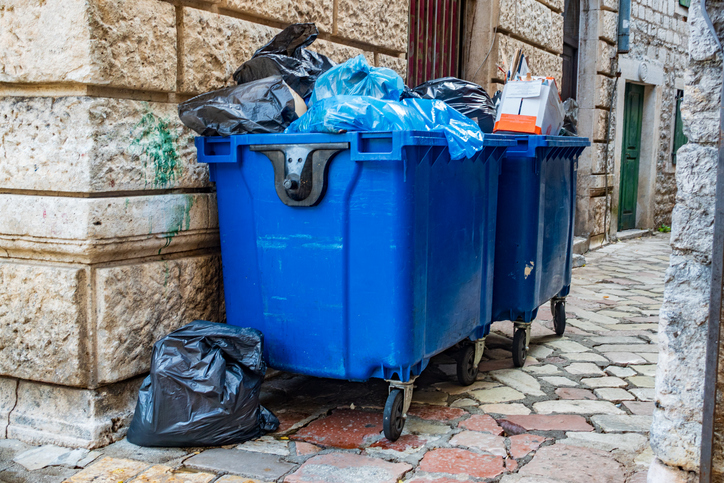 Wheeled Garbage Can in Kotor Old Town, Montenegro