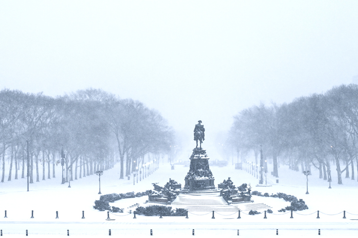 Snowstorm in center city Philadelphia