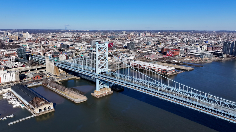 Cable Bridge At Philadelphia In Pennsylvania United States.