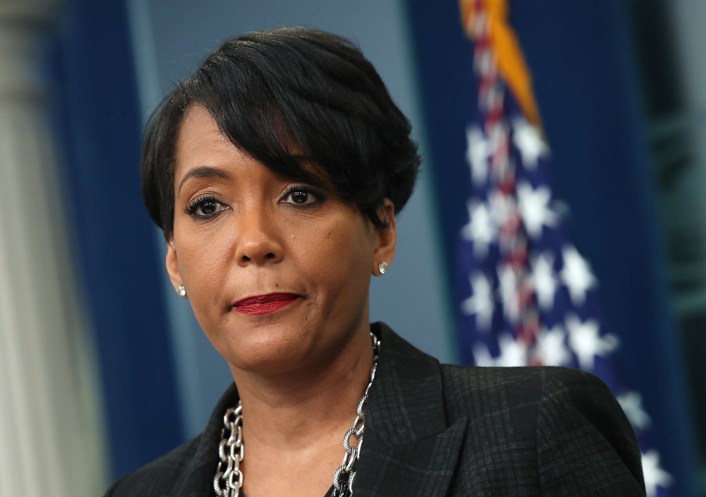 White House Media Briefing Held By Press Secretary Karine Jean-Pierre And Public Engagement Advisor Keisha Lance Bottoms