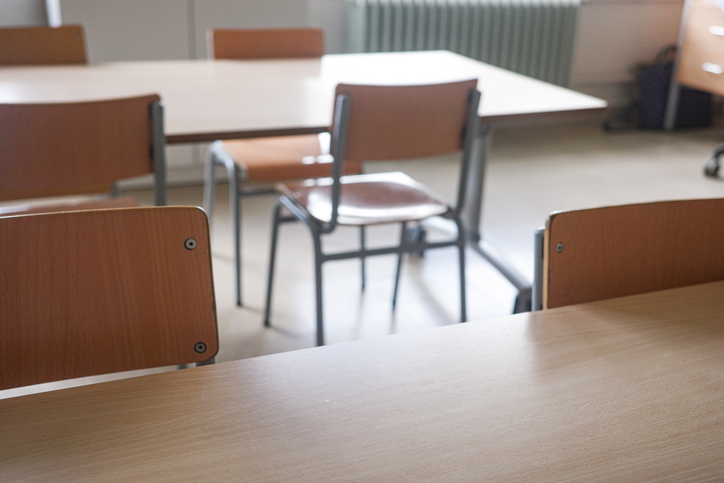 Empty classroom creating learning environment for education