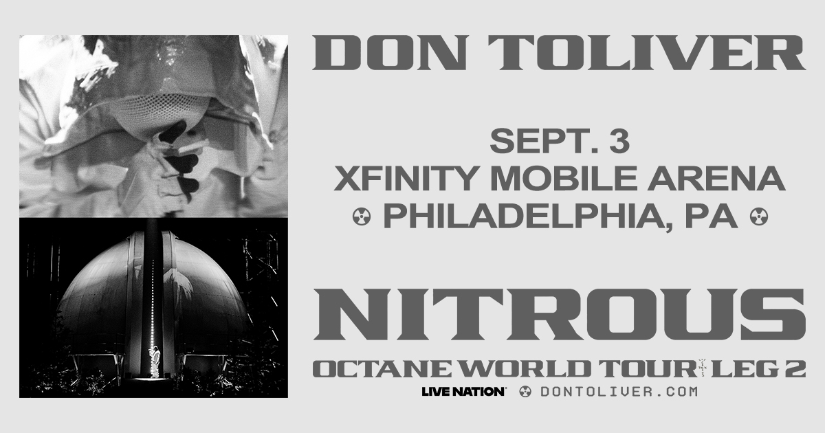 Don Toliver performing on stage at the Xfinity Mobile Arena in Philadelphia, PA for the Nitrous Octane World Tour Leg 2.
